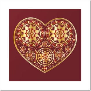 Gold ornamental heart Posters and Art